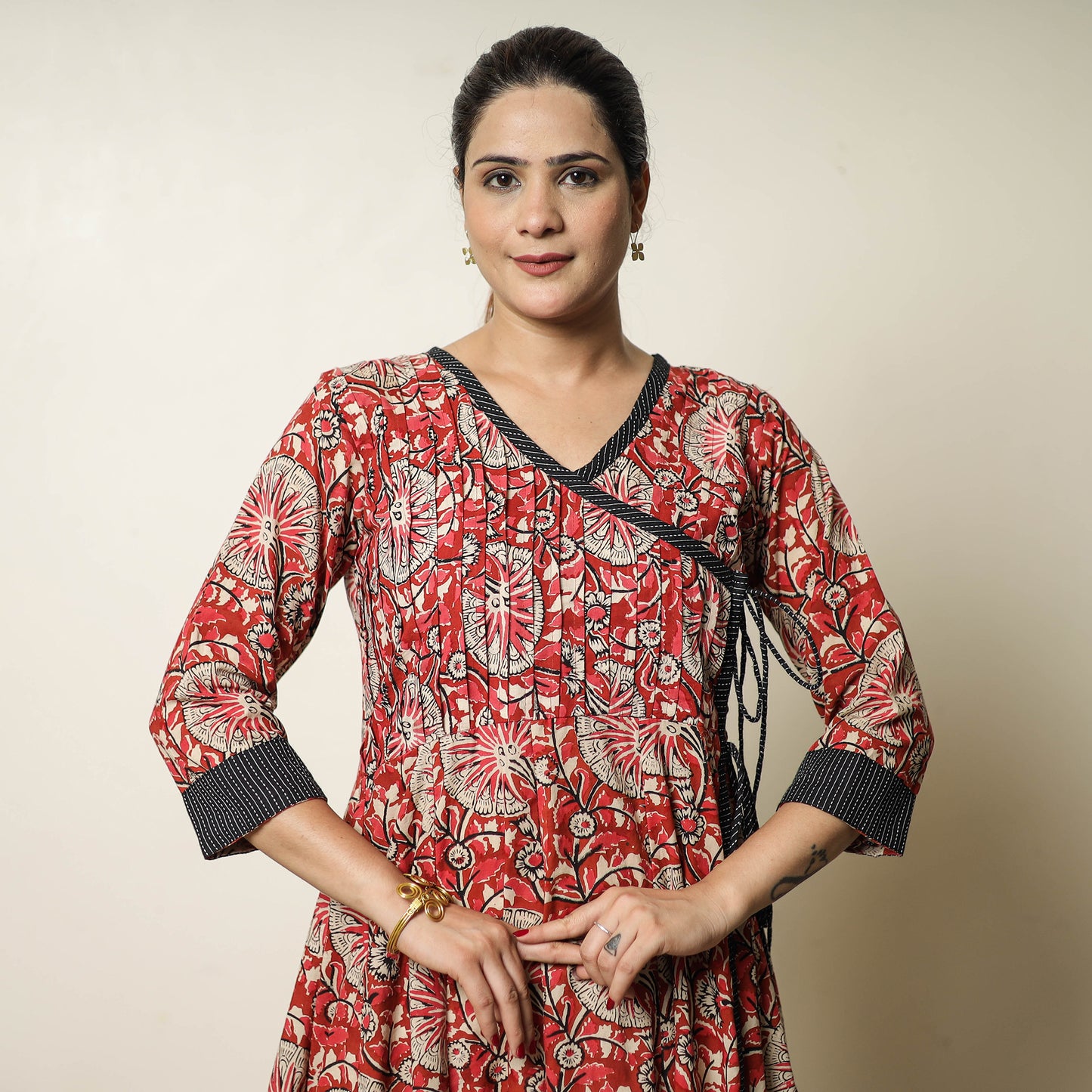 Buy Bagru Block Printed Cotton Angrakha Flared Dress 10 Online at iTokri.com