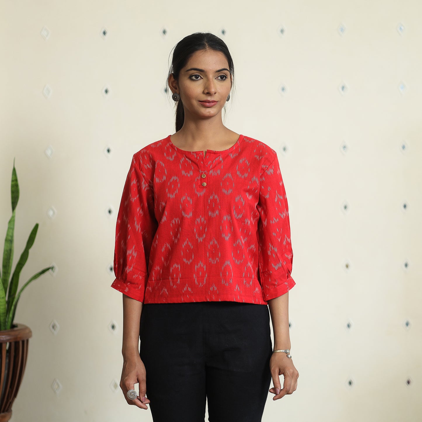 Pochampally Full Sleeve Crop Top