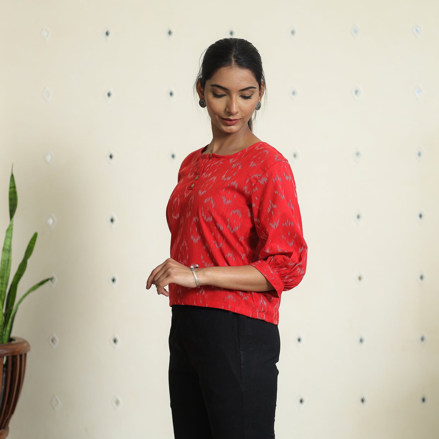 Pochampally Full Sleeve Crop Top