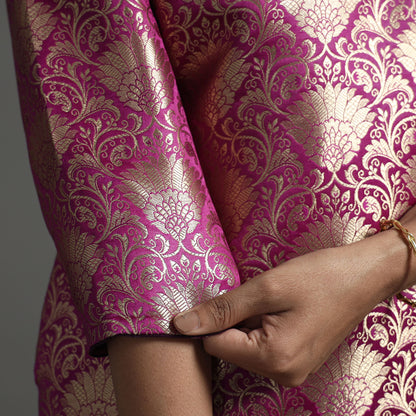Dark Purple - Elegant Banarasi Brocade Silk Kurta with Pant Set