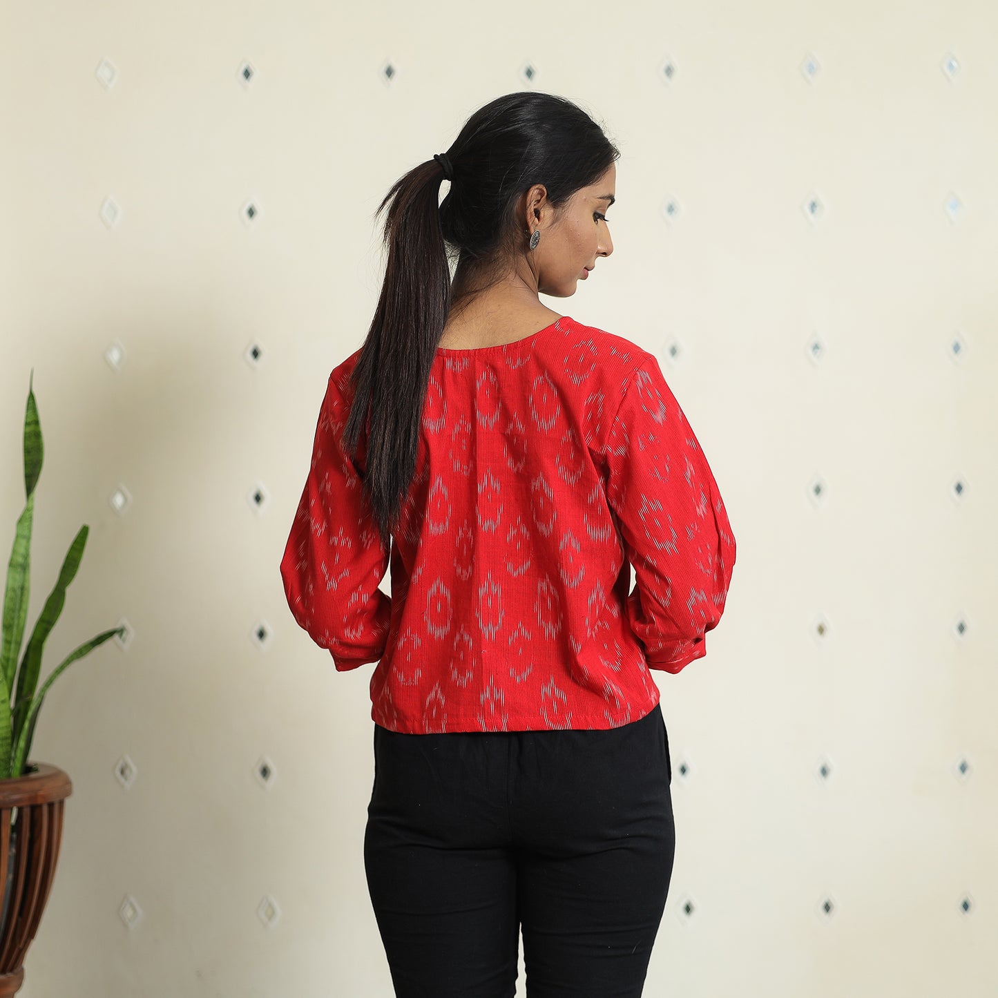 Pochampally Full Sleeve Crop Top