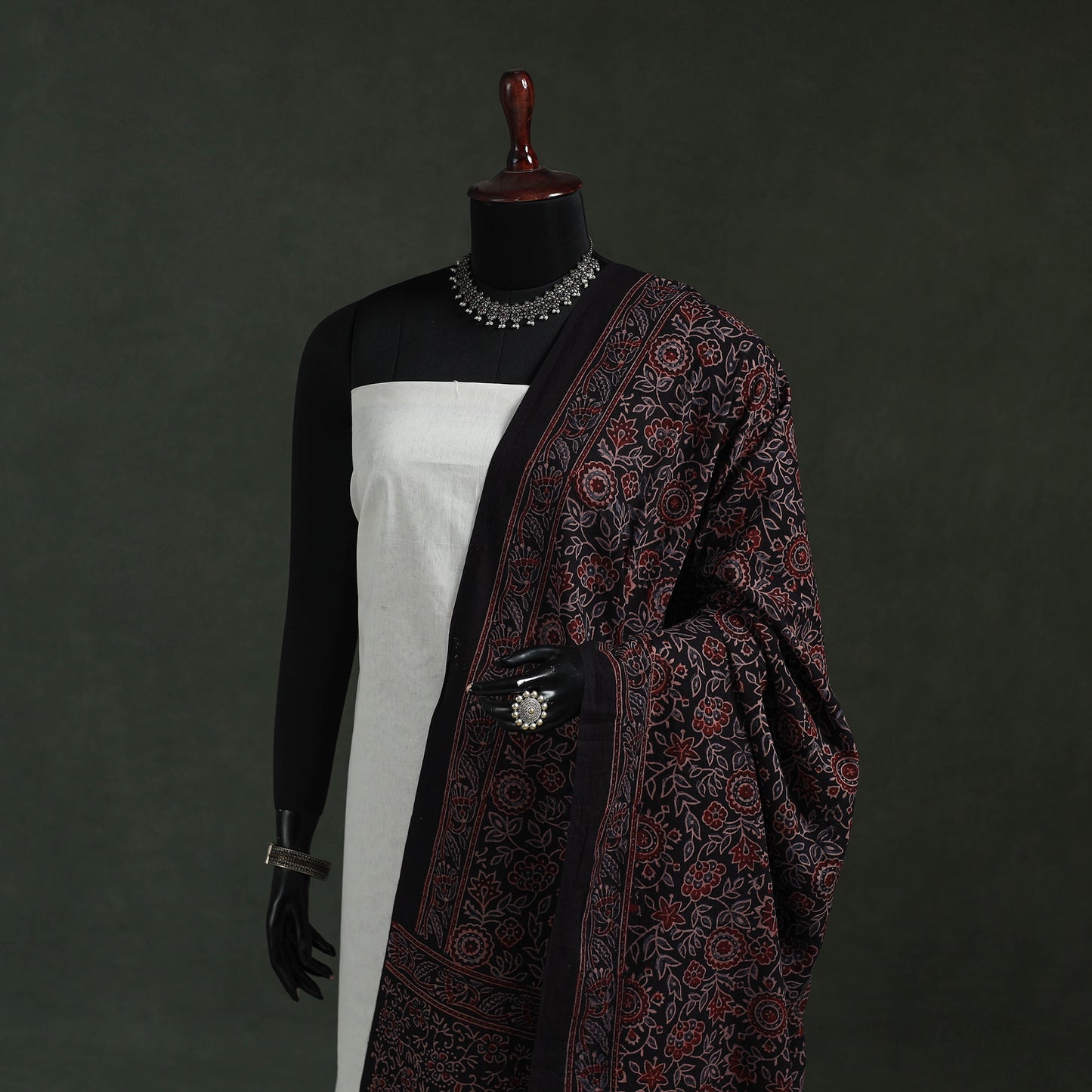 Pure Mul Cotton Kutch Hand Block Print Natural Dyed Ajrakh Dupatta 69