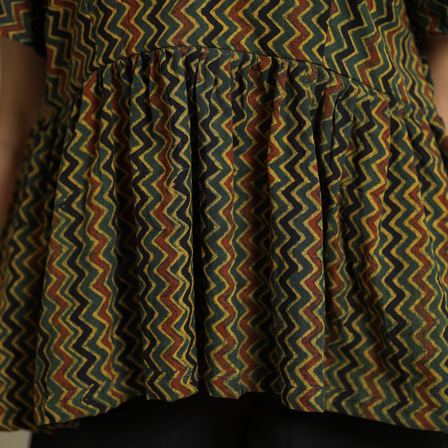 Green - Ajrakh Block Printed Cotton Crop Top 08