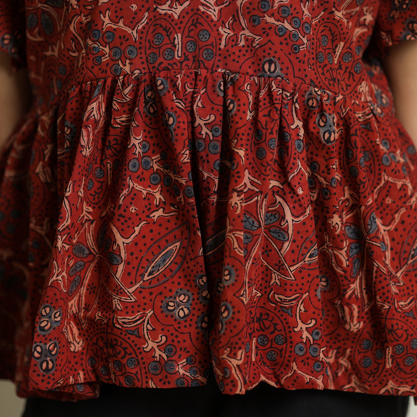 Red - Ajrakh Block Printed Cotton Crop Top 09