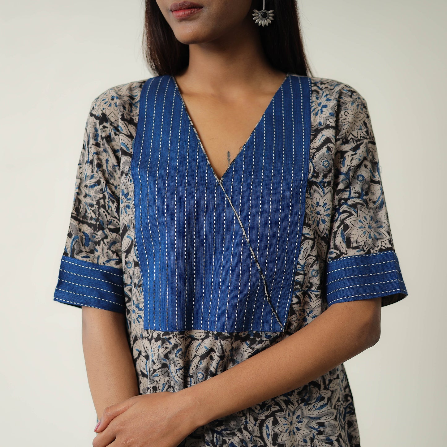 Natural Dyed Block Print Cotton Kalamkari Kurta for Women