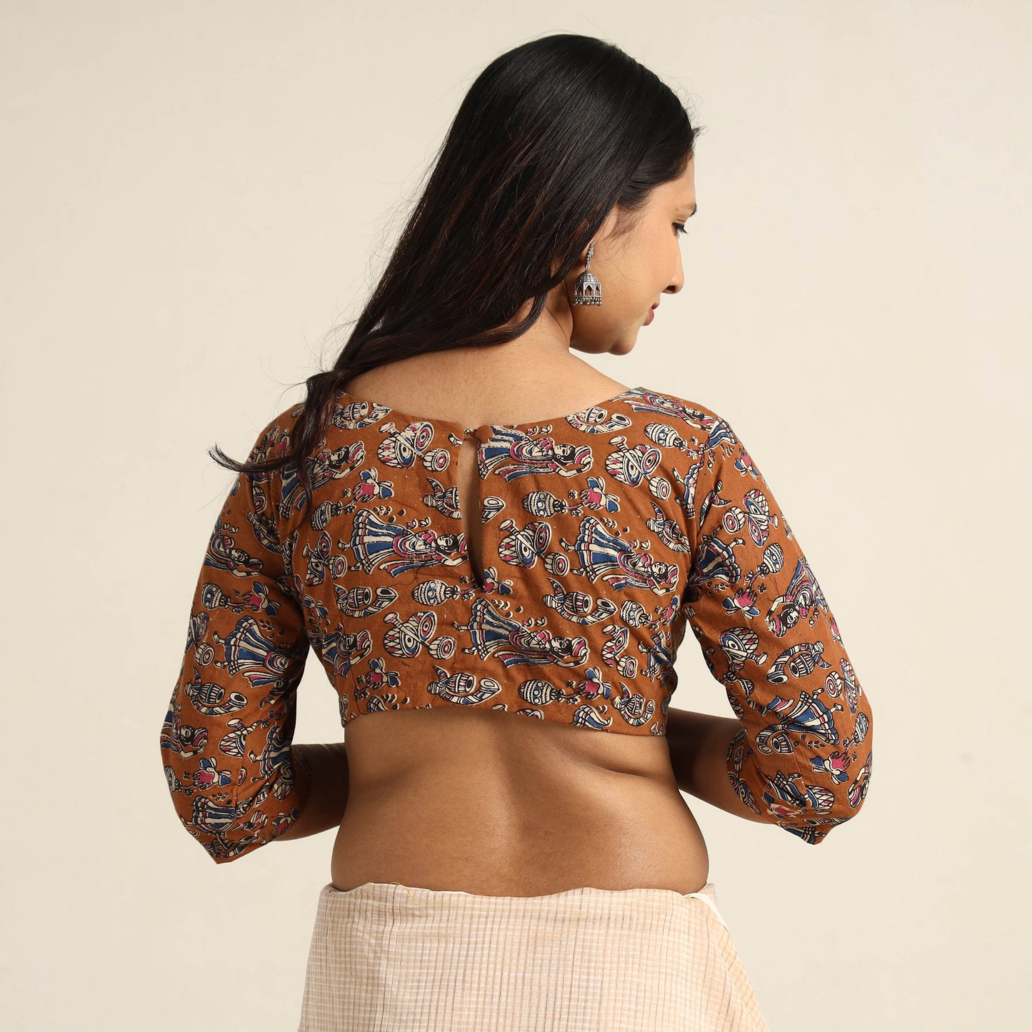 Buy Kalamkari Printed Cotton Stitched Blouse Online at iTokri.com