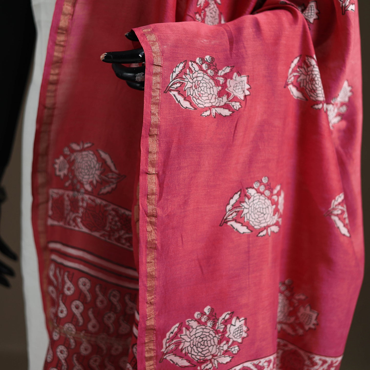 Akola Dabu Hand Block Print Chanderi Silk Handloom Dupatta 01