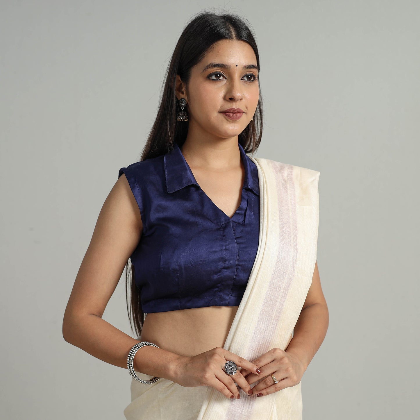 Buy Modal Silk Plain Stitched Blouse 05 Online at iTokri.com