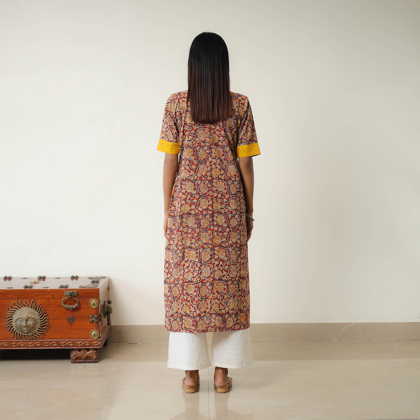 Red - Natural Dyed Block Print Cotton Kalamkari Kurta 04