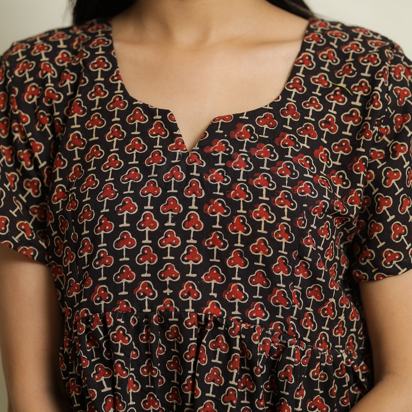 Black Ajrakh Block Printed Cotton Crop Top