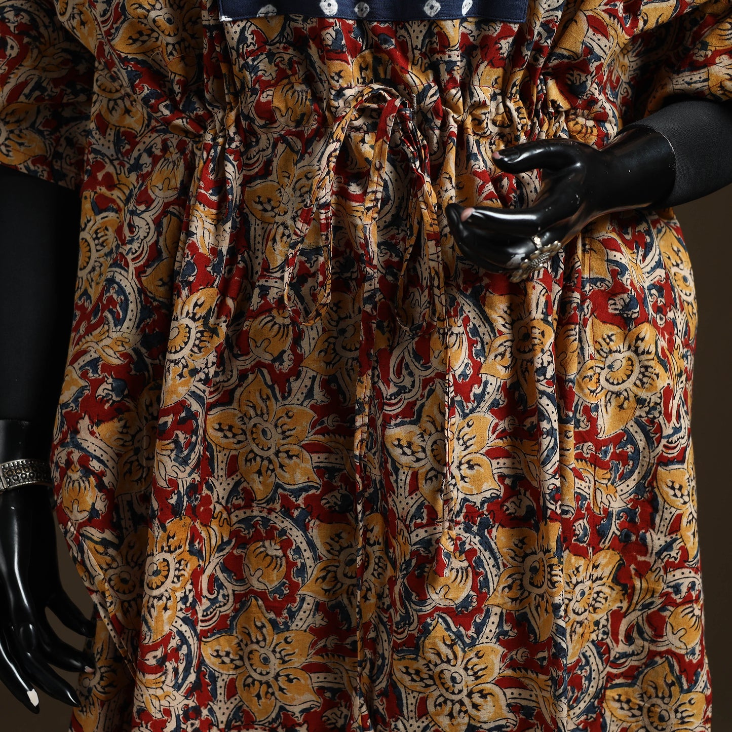 Natural Dyed Hand Block Kalamkari Print Patchwork Cotton Kaftan (Long) 72