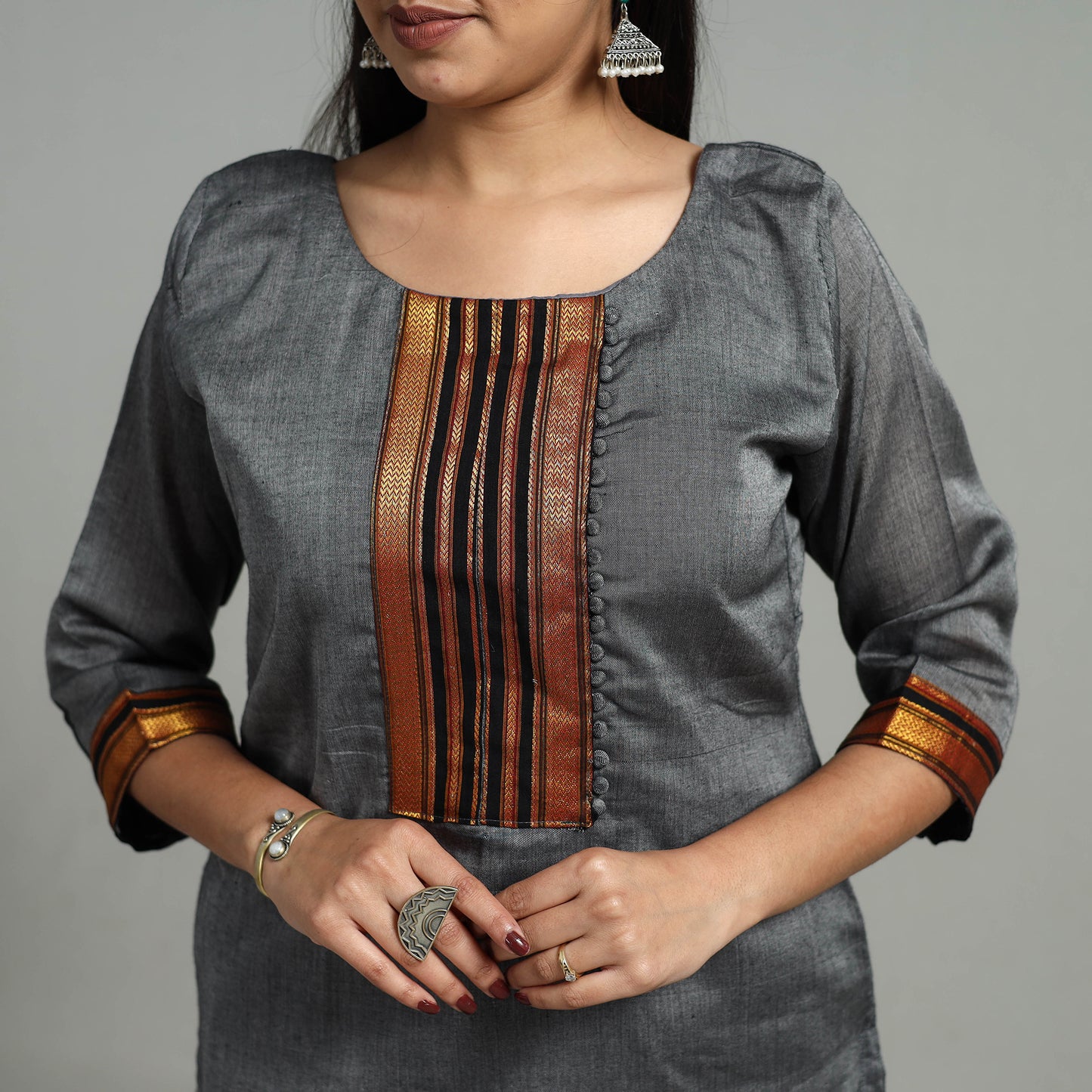 Buy Cotton Grey Dharwad Kurta Set with Palazzo & Dupatta