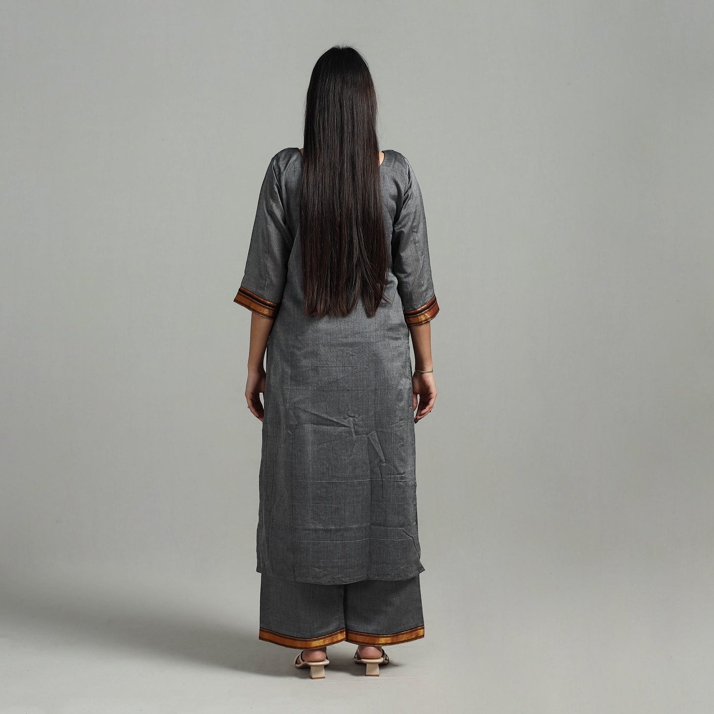 Buy Cotton Grey Dharwad Kurta Set with Palazzo & Dupatta