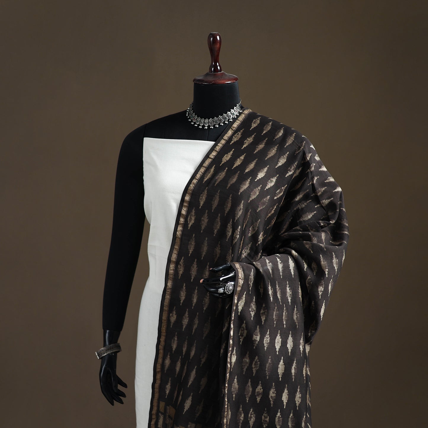 Akola Dabu Hand Block Print Chanderi Silk Handloom Dupatta 09