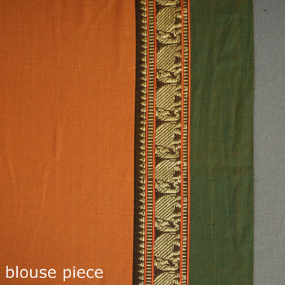 Orange - Dharwad Mercerised Cotton Saree with Thread Border 28