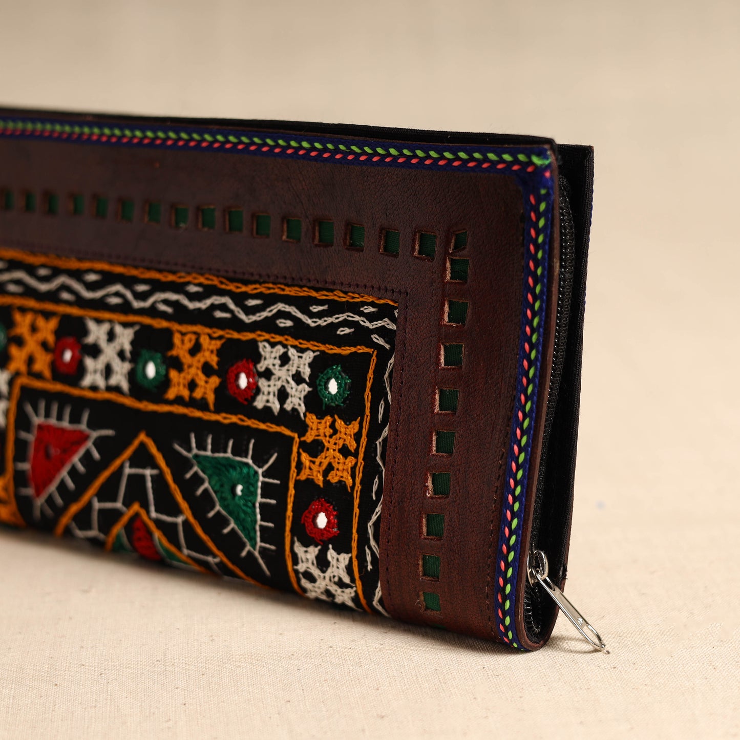 Traditional Kutch Hand Embroidery Leather Clutch / Wallet 45