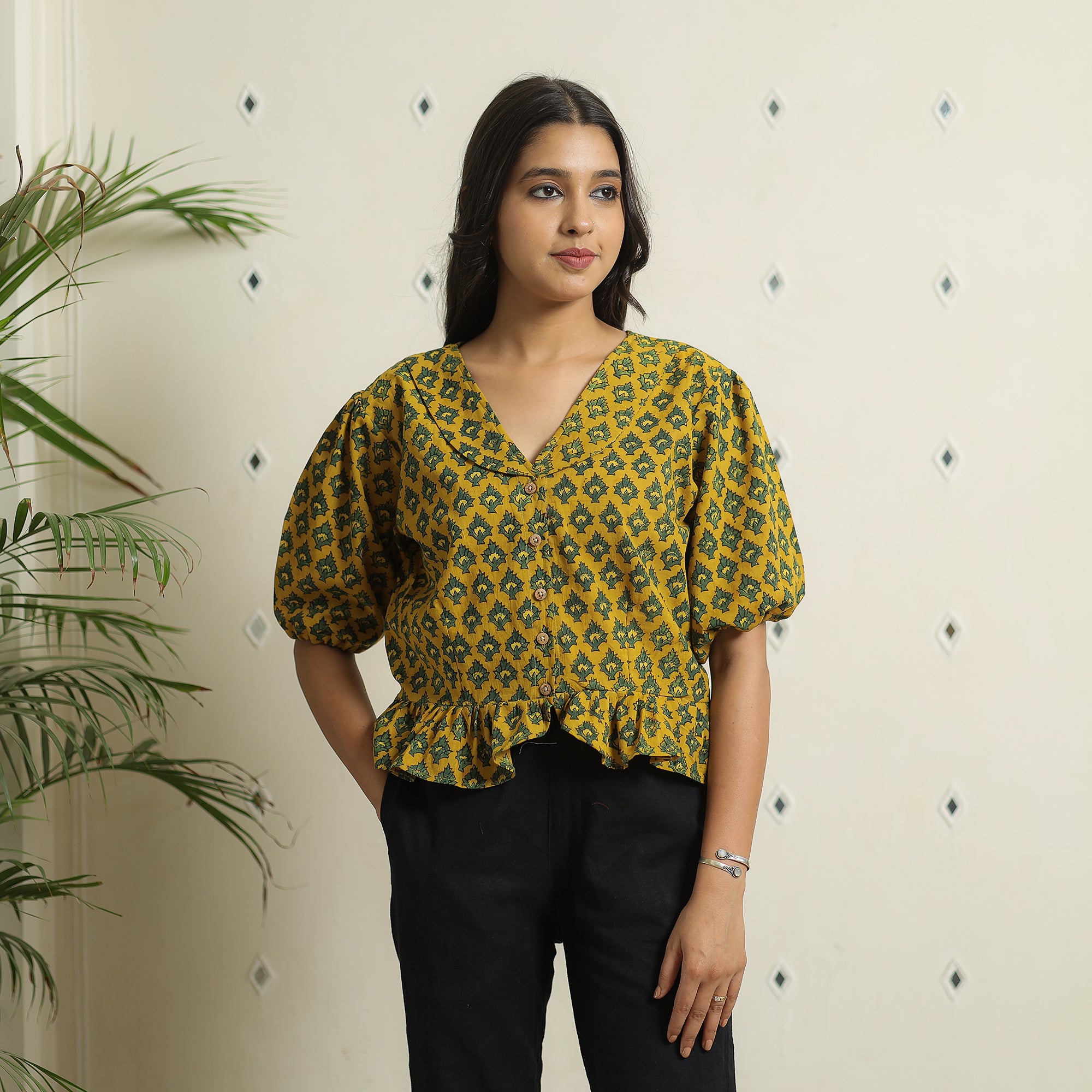 Red - Jacquard Cotton Crop Top by iTokri Casuals