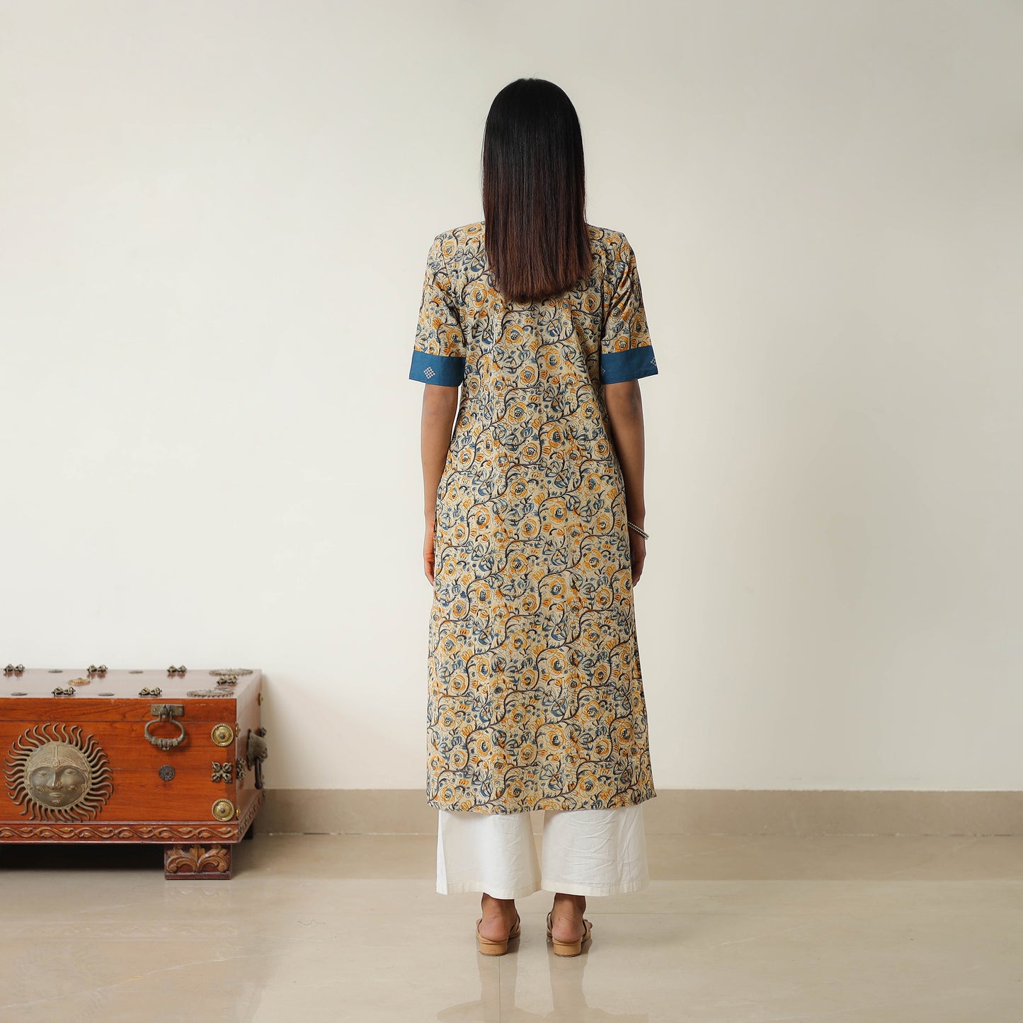 Natural Dyed Block Print Cotton Kalamkari Kurta for Women