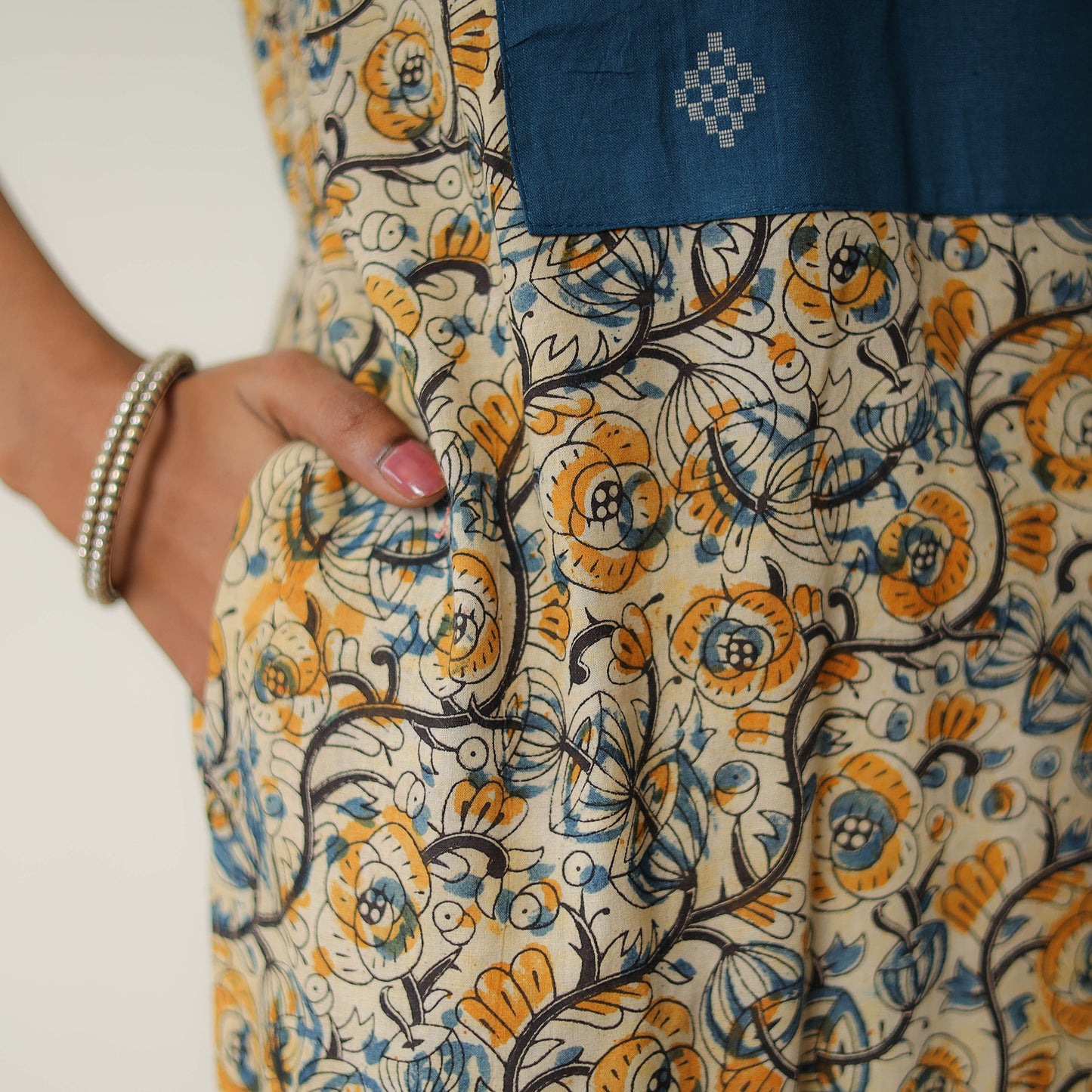Natural Dyed Block Print Cotton Kalamkari Kurta for Women