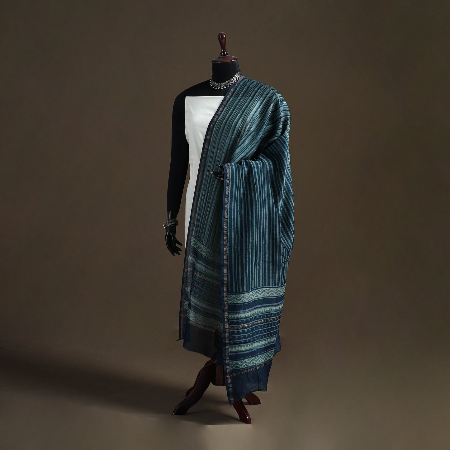 Akola Dabu Hand Block Print Chanderi Silk Handloom Dupatta 14
