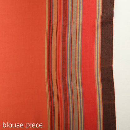 Orange - Kutch Bhujodi Weaving Handwoven Cotton Saree with Tassels