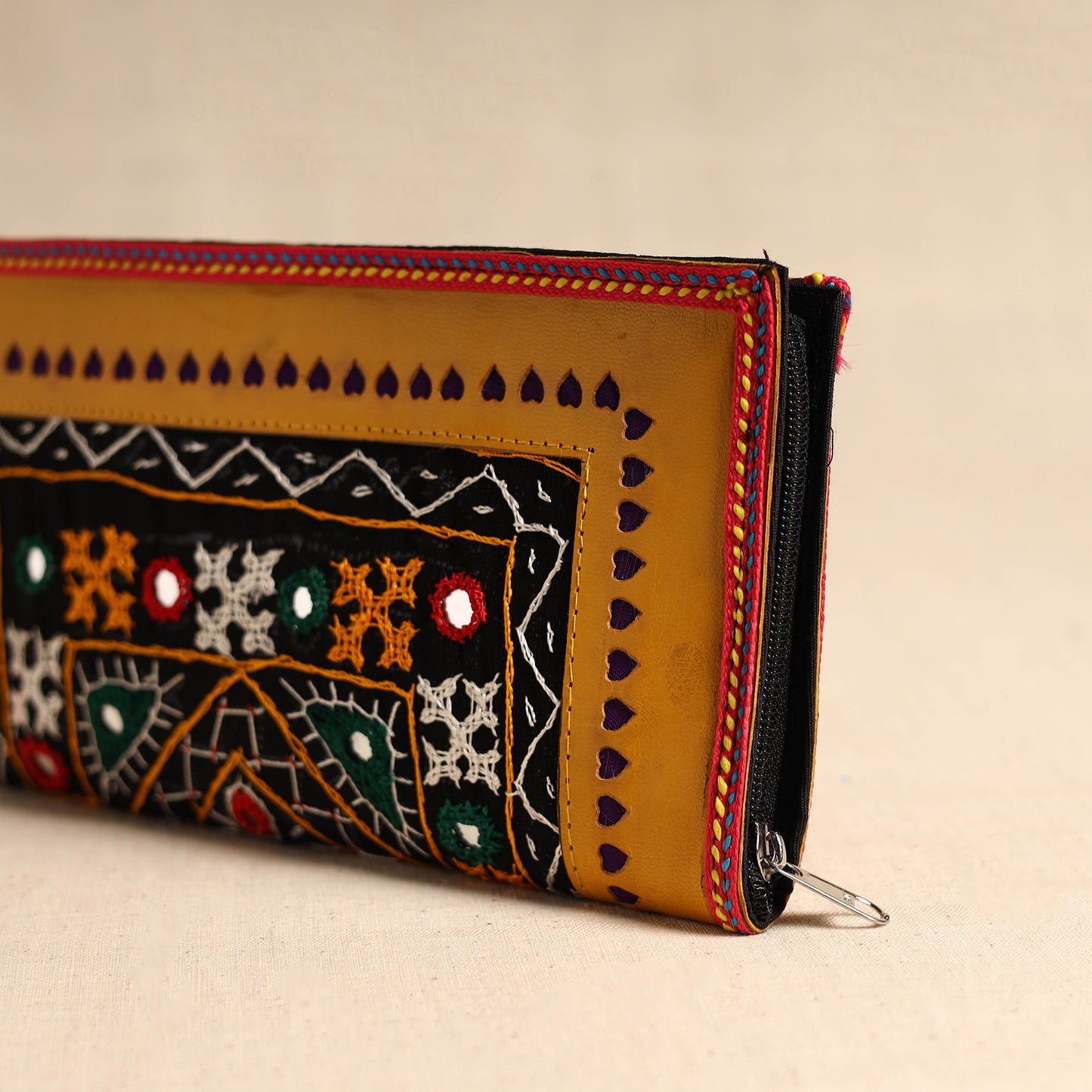 Traditional Kutch Hand Embroidery Leather Clutch / Wallet 49