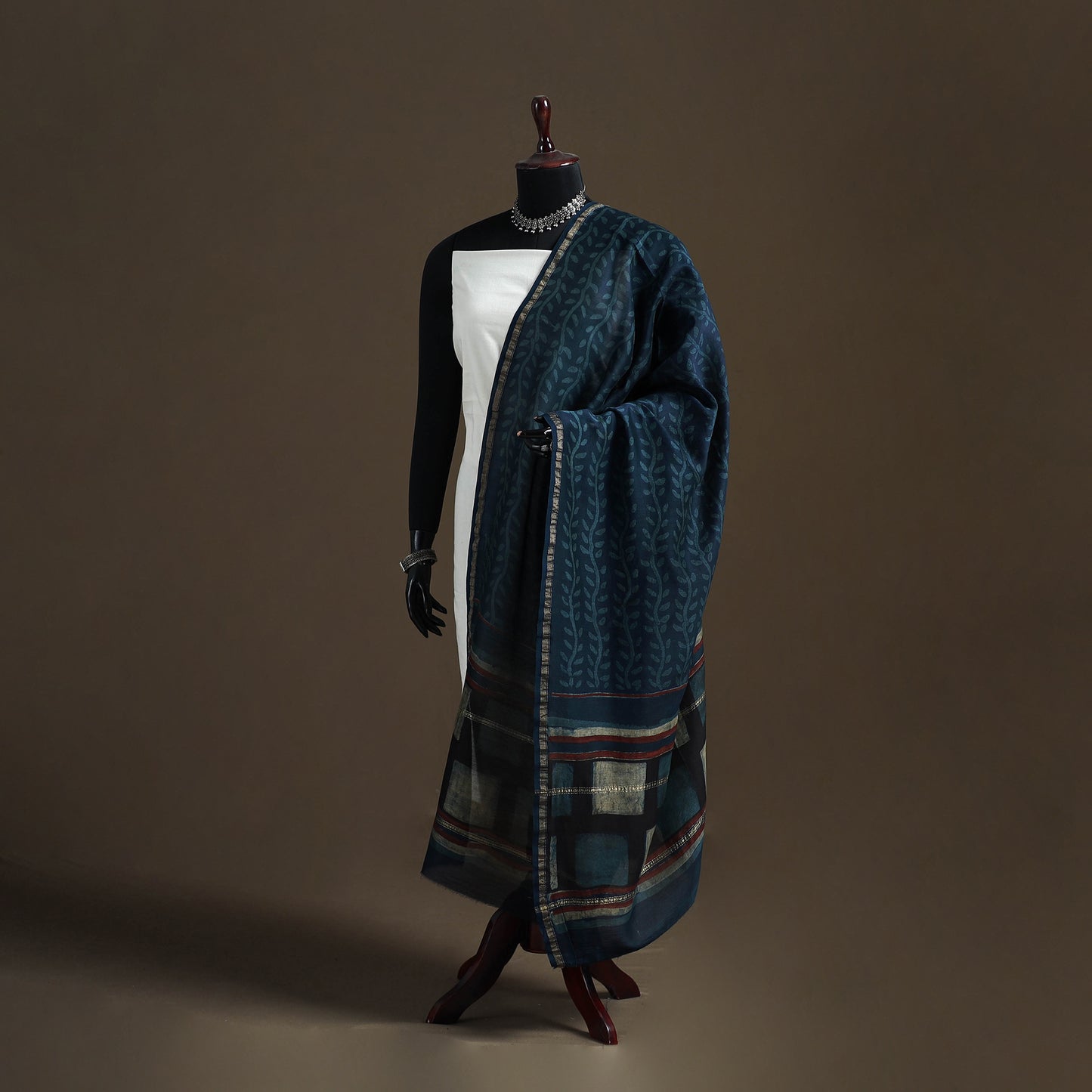 Akola Dabu Hand Block Print Chanderi Silk Handloom Dupatta 17
