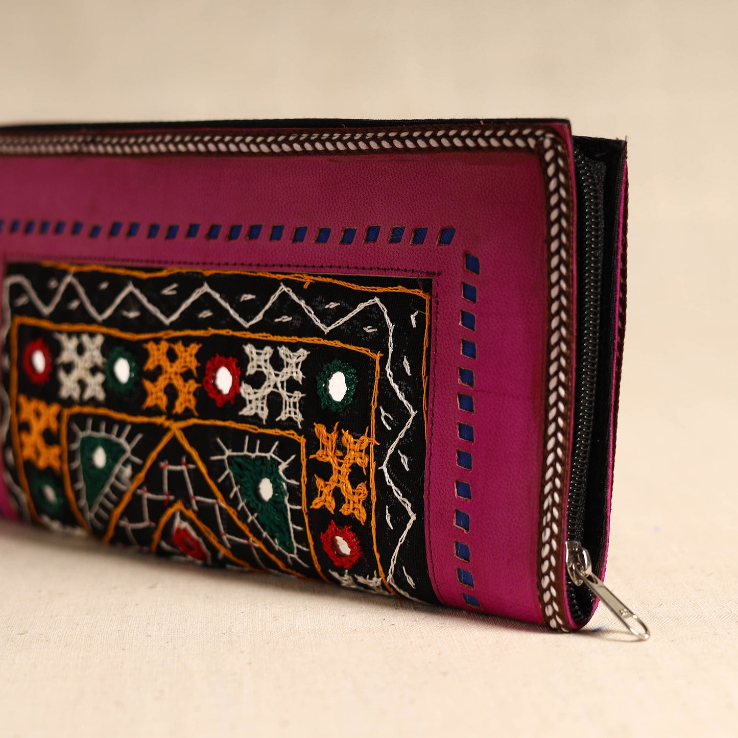 Traditional Kutch Hand Embroidery Leather Clutch / Wallet 52