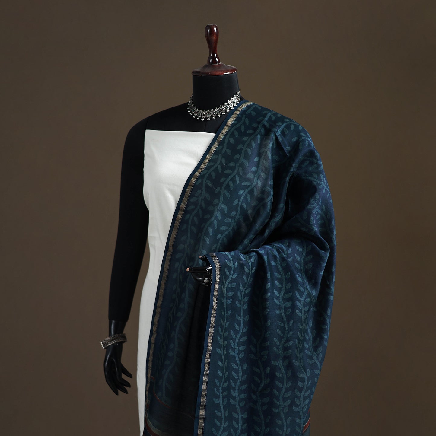 Akola Dabu Hand Block Print Chanderi Silk Handloom Dupatta 17