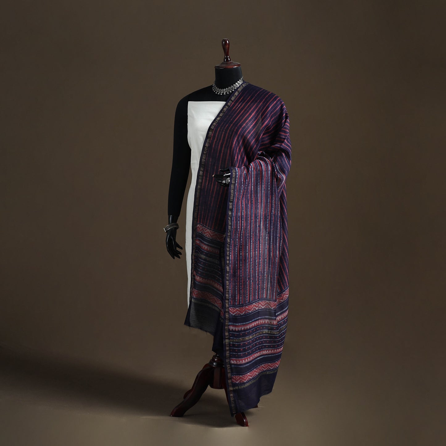 Akola Dabu Hand Block Print Chanderi Silk Handloom Dupatta 18