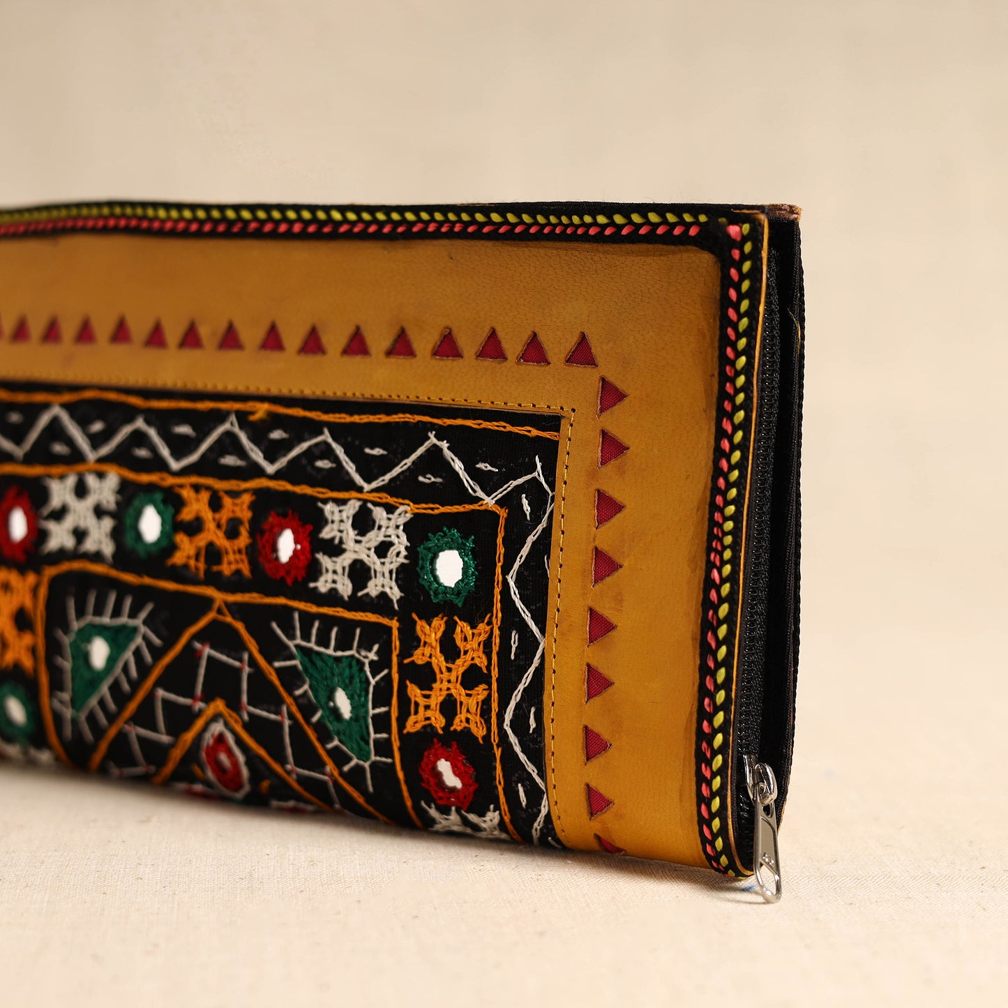Traditional Kutch Hand Embroidery Leather Clutch / Wallet 53