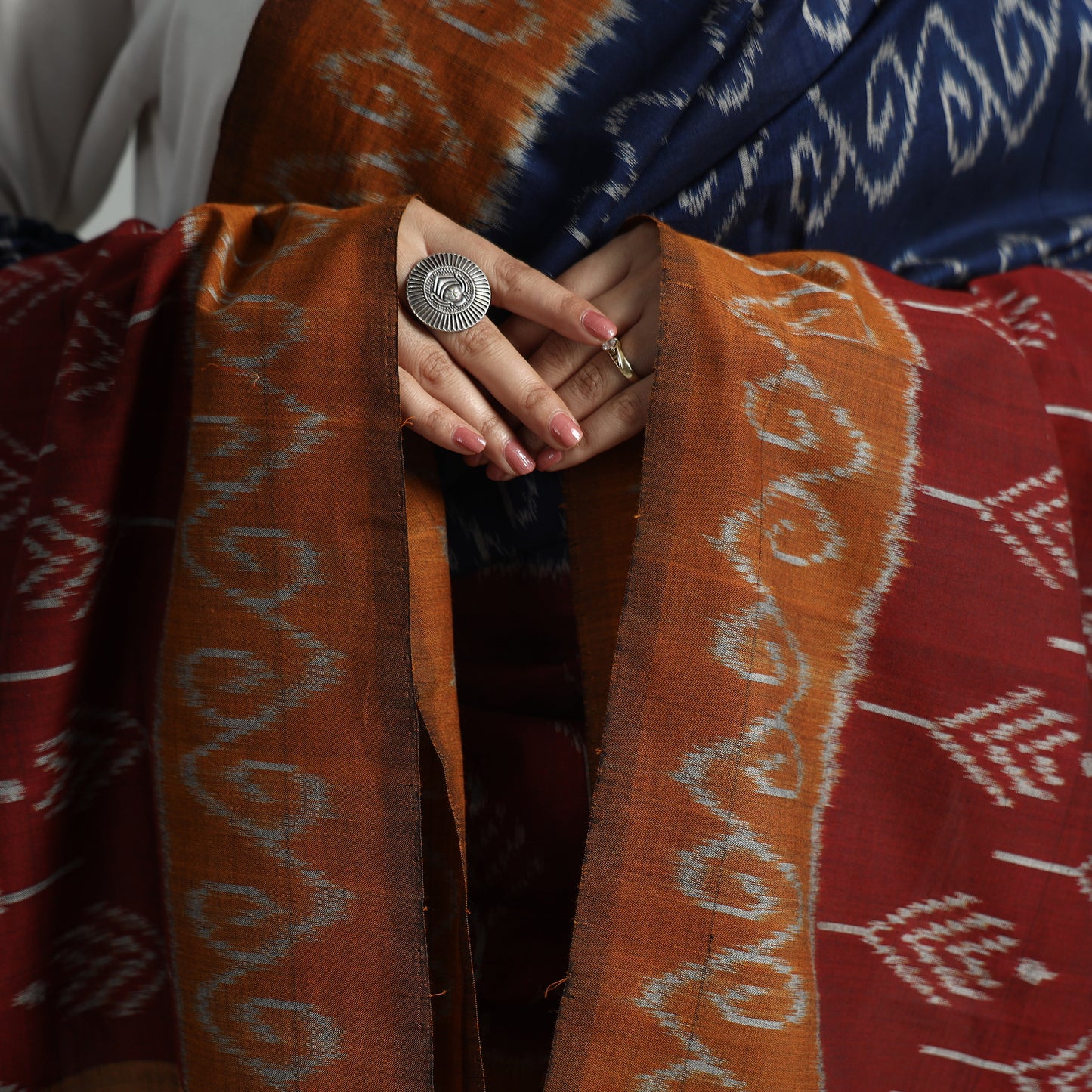 Multicolor - Pochampally Ikat Handloom Cotton Dupatta with Tassels 07