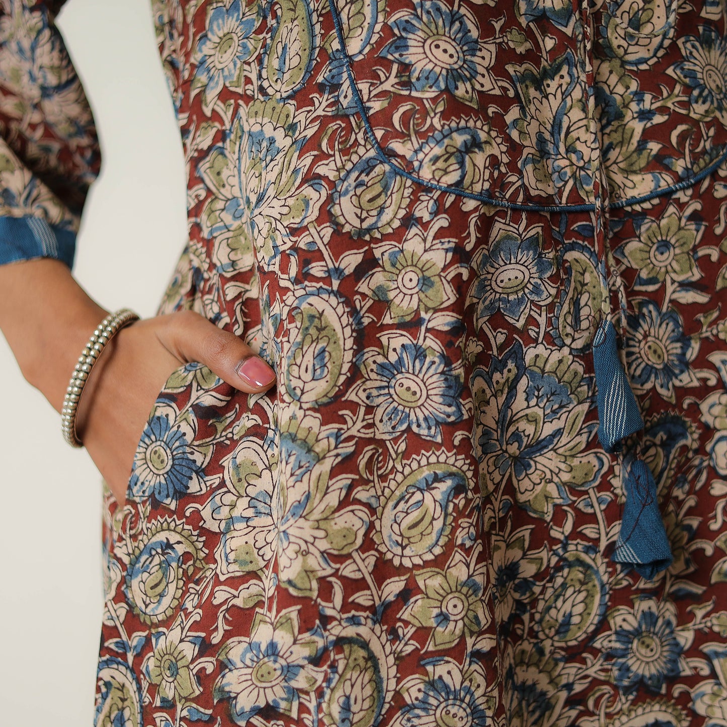 Natural Dyed Block Print Cotton Kalamkari Kurta For Women