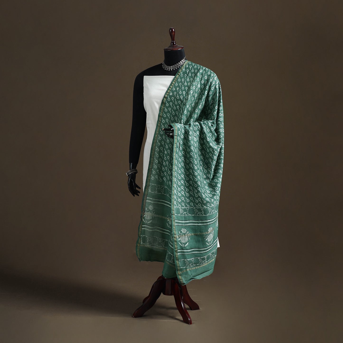 Akola Dabu Hand Block Print Chanderi Silk Handloom Dupatta 19