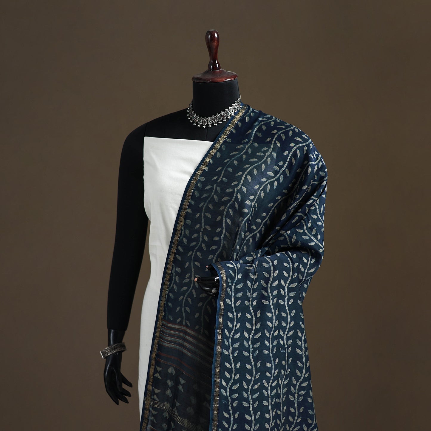 Akola Dabu Hand Block Print Chanderi Silk Handloom Dupatta 21