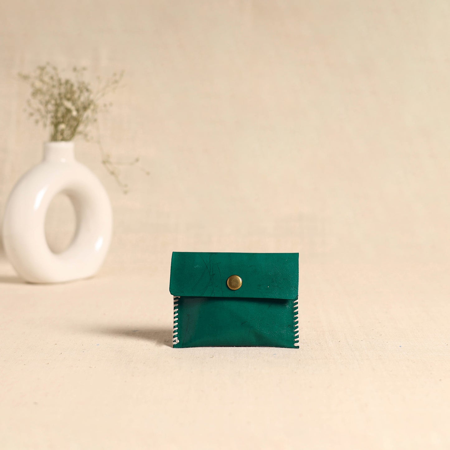 Traditional Kutch Hand Embroidery Leather Card Holder 75