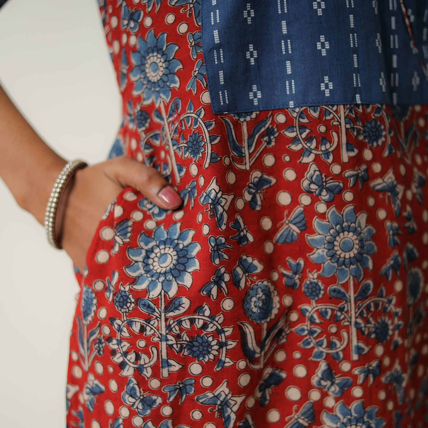 Red - Natural Dyed Block Print Cotton Kalamkari Kurta 01