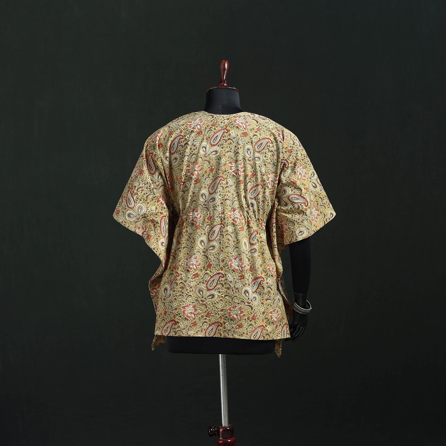 Beige - Kalamkari Hand Block Print Natural Dyed Cotton Kaftan (Short) 37