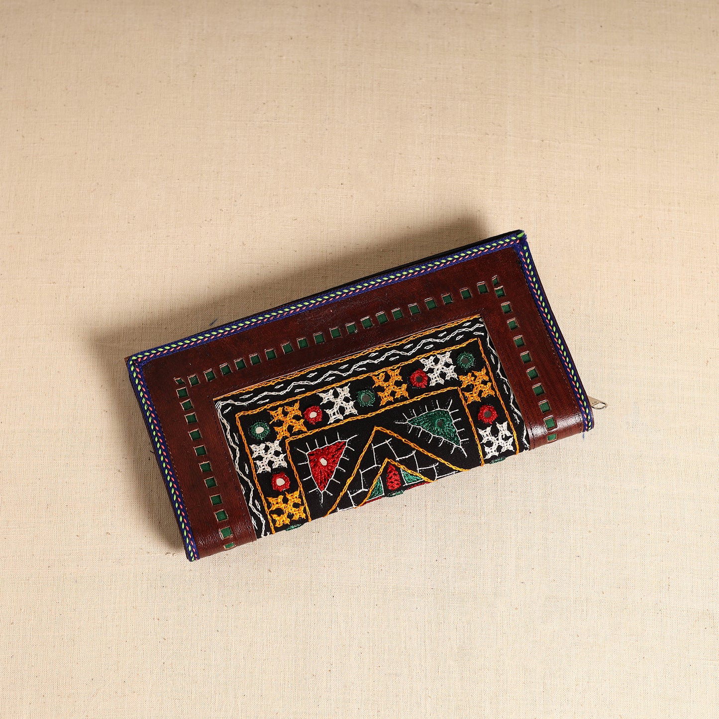Traditional Kutch Hand Embroidery Leather Clutch / Wallet 45