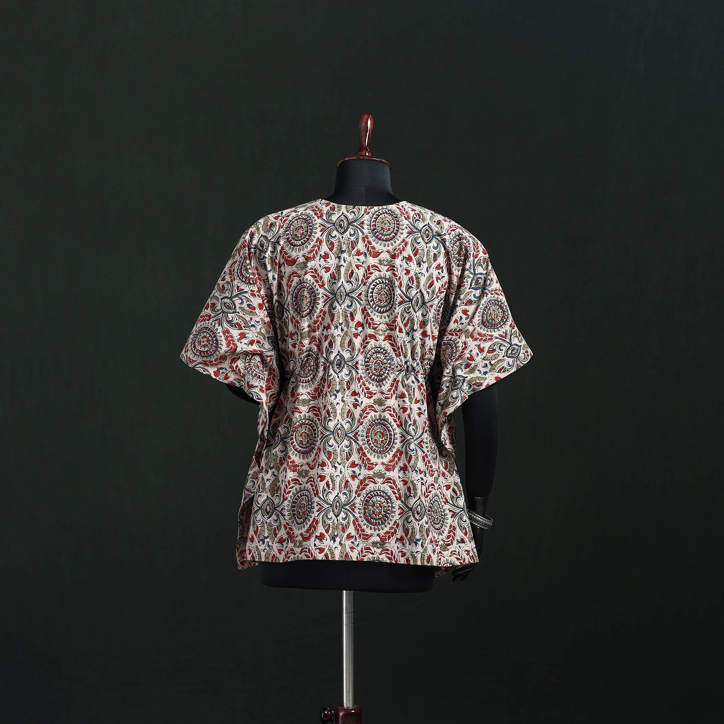 Multicolor - Kalamkari Hand Block Print Natural Dyed Cotton Kaftan (Short) 38