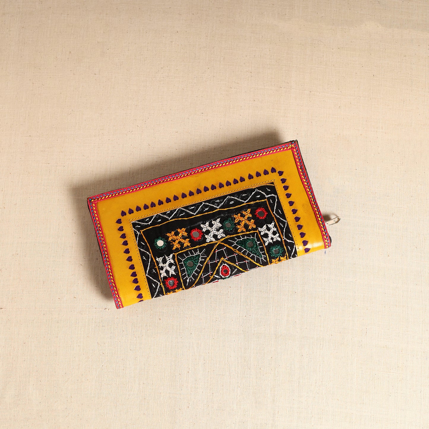 Traditional Kutch Hand Embroidery Leather Clutch / Wallet 49
