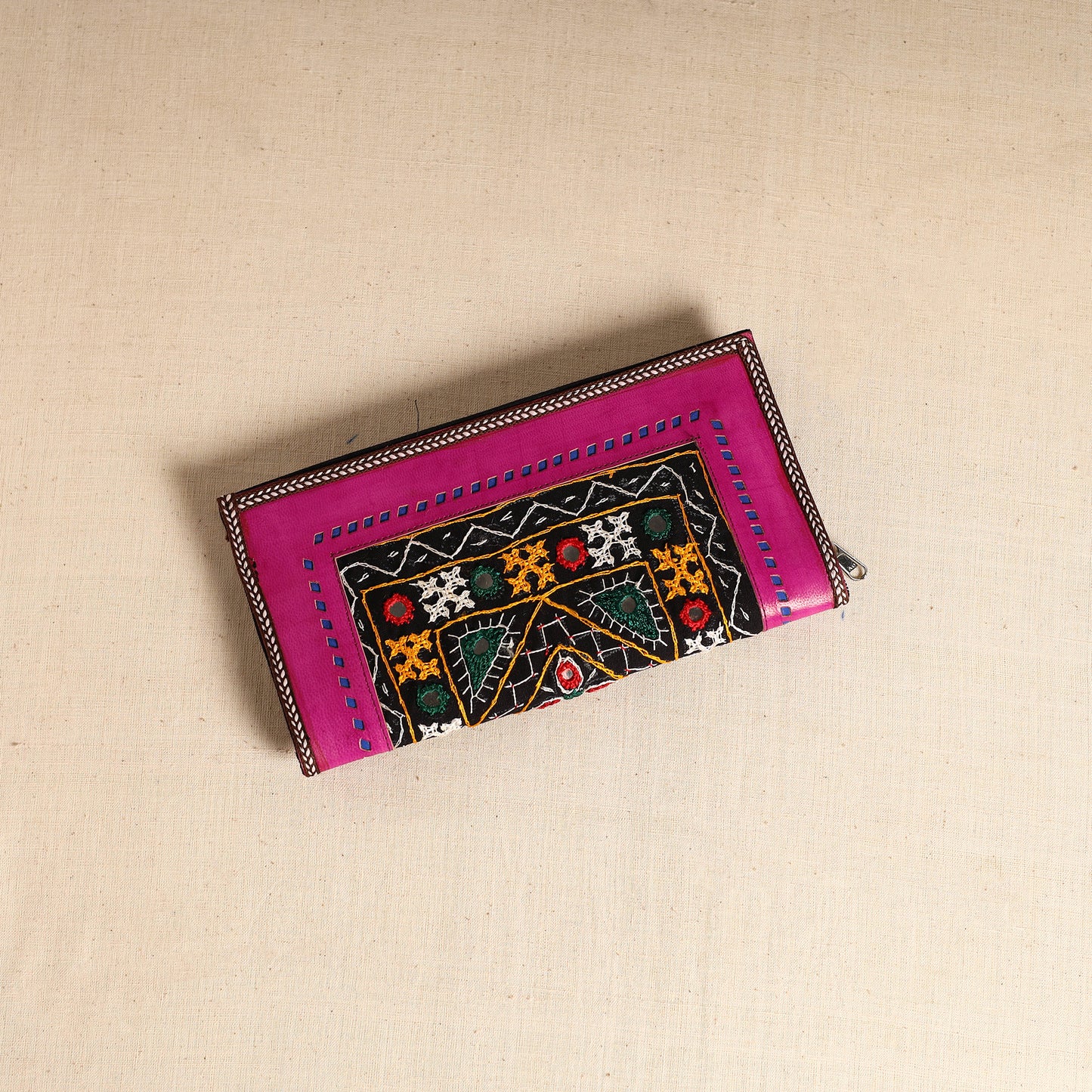 Traditional Kutch Hand Embroidery Leather Clutch / Wallet 52