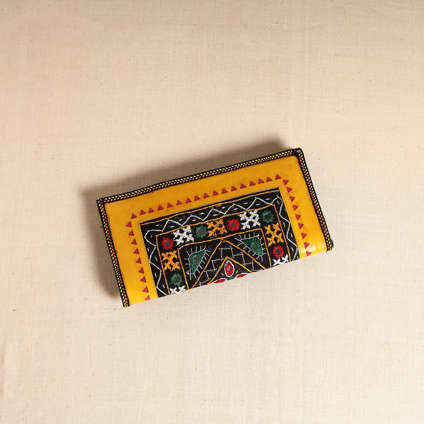Traditional Kutch Hand Embroidery Leather Clutch / Wallet 53