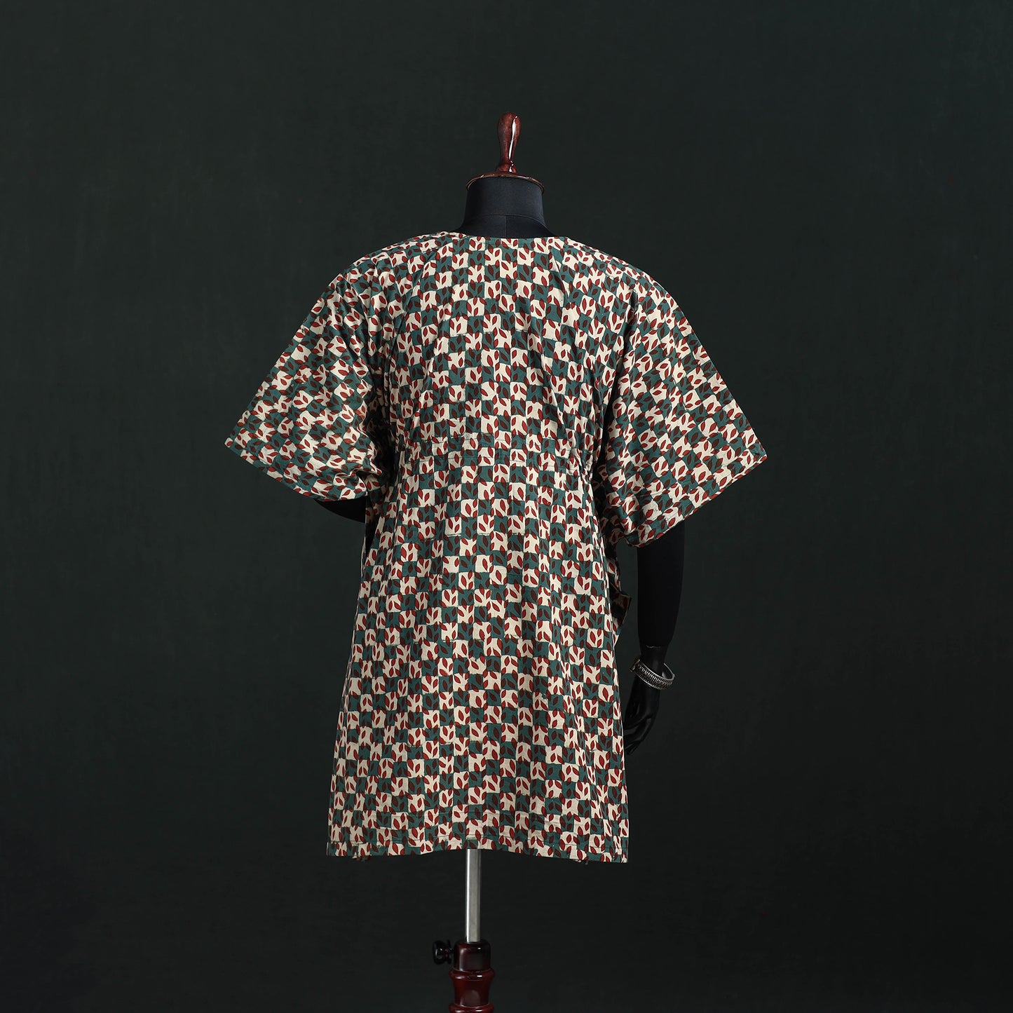 Multicolor - Pipad Hand Block Print Natural Dyed Cotton Kaftan (Medium) 39