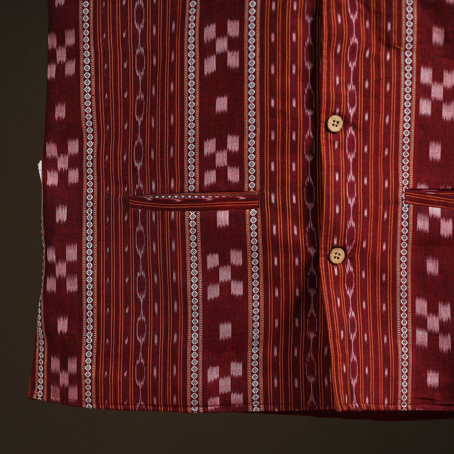 Sambalpuri Ikat Weave Cotton Men Nehru Jacket 14