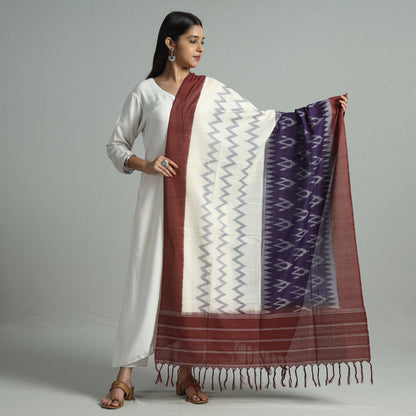 Multicolor - Pochampally Ikat Handloom Cotton Dupatta with Tassels 19