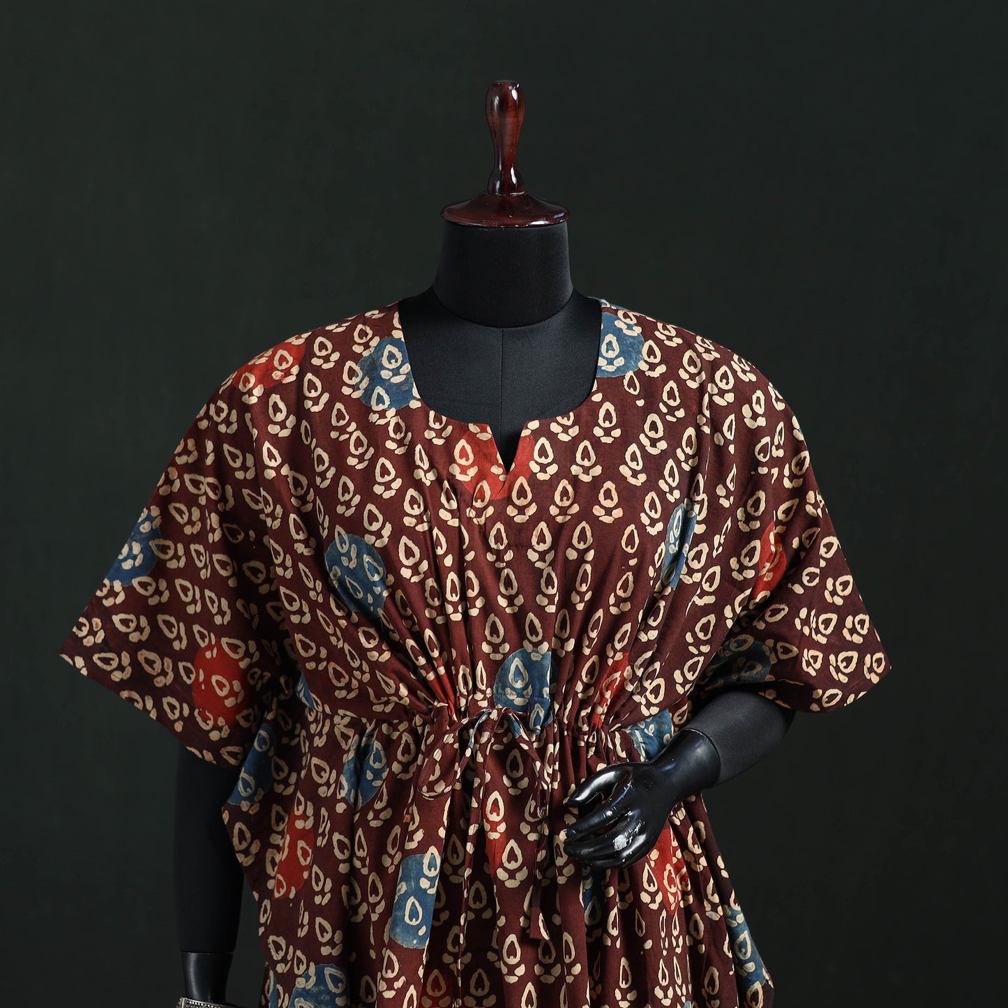 Multicolor - Ajrakh Hand Block Print Natural Dyed Cotton Kaftan (Short) 41