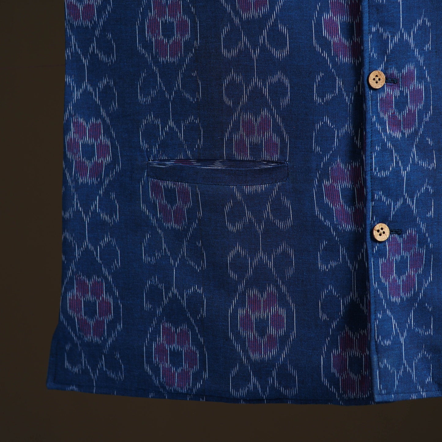 Sambalpuri Ikat Weave Cotton Men Nehru Jacket 06