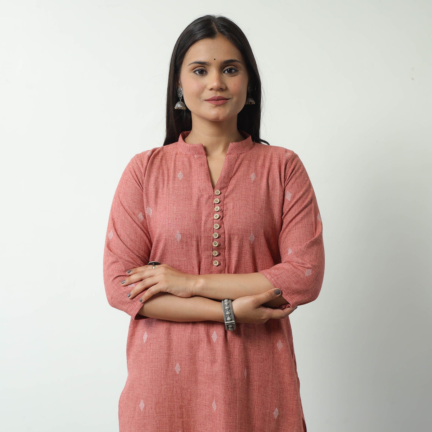 Brown - Jacquard Cotton Straight Kurta 08