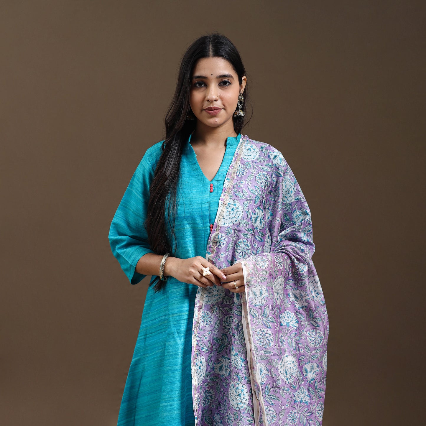 Buy Blue Bhagalpuri Handloom Desi Tussar Silk Kurta Set